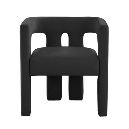 True Black Velvet Front View of Morph Cutout Accent Chair