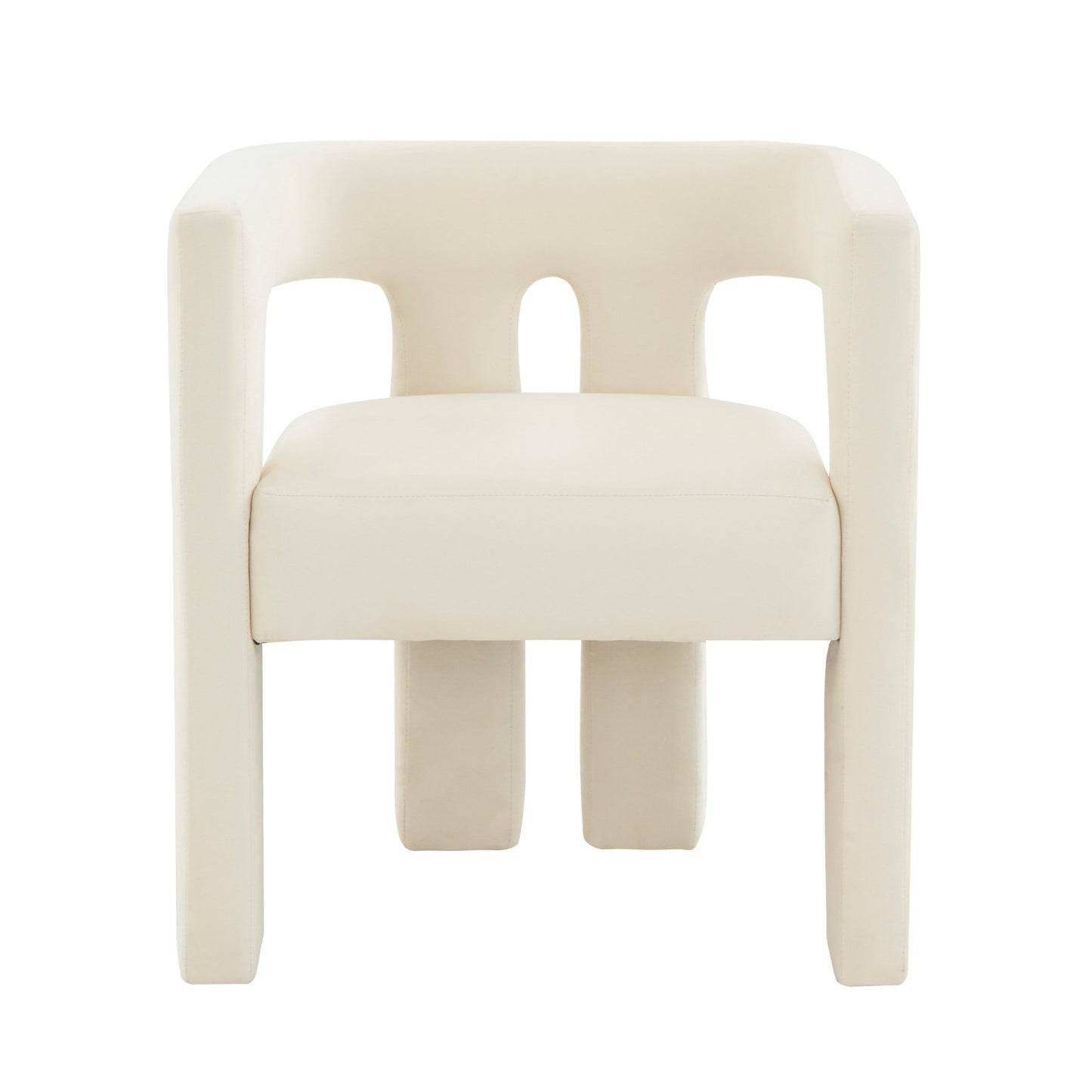 Whipped Cream Velvet Front View of Morph Cutout Accent Chair