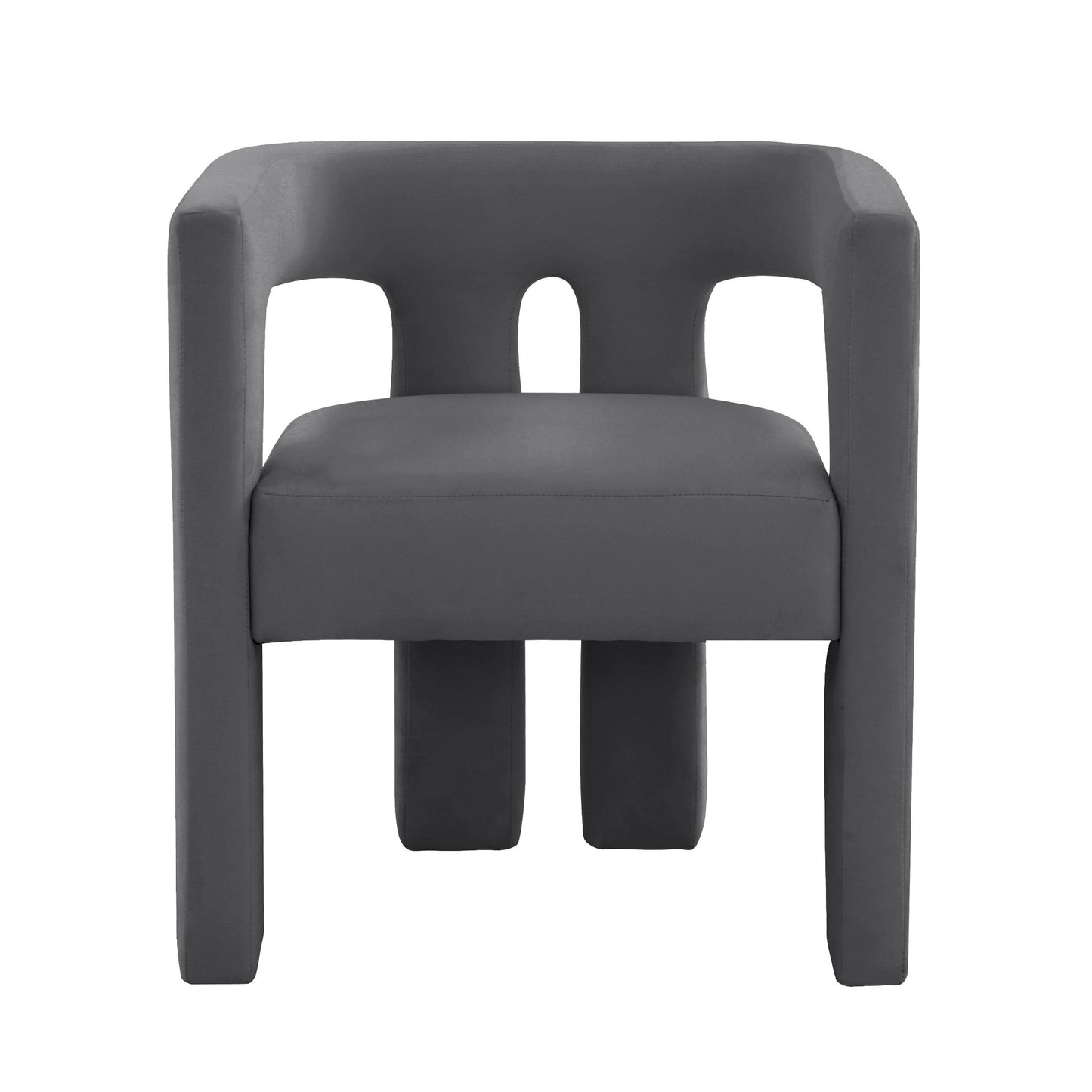 Millenial Gray Velvet Front View of Morph Cutout Accent Chair