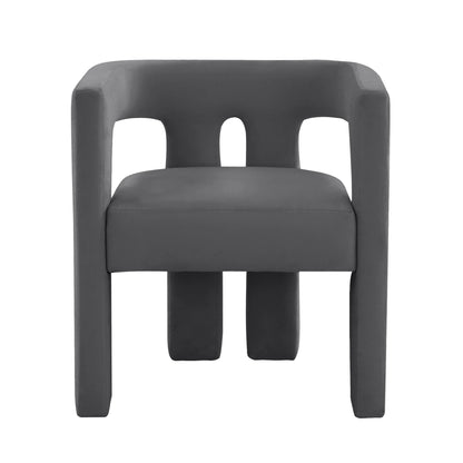 Millenial Gray Velvet Front View of Morph Cutout Accent Chair