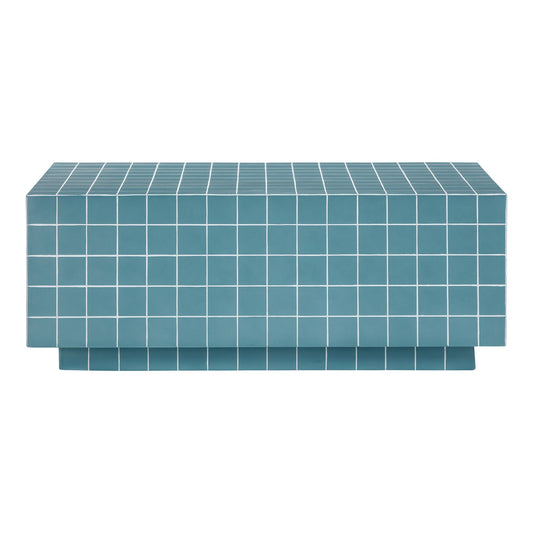 Retro Teal Front View of Mosaic Coffee Table
