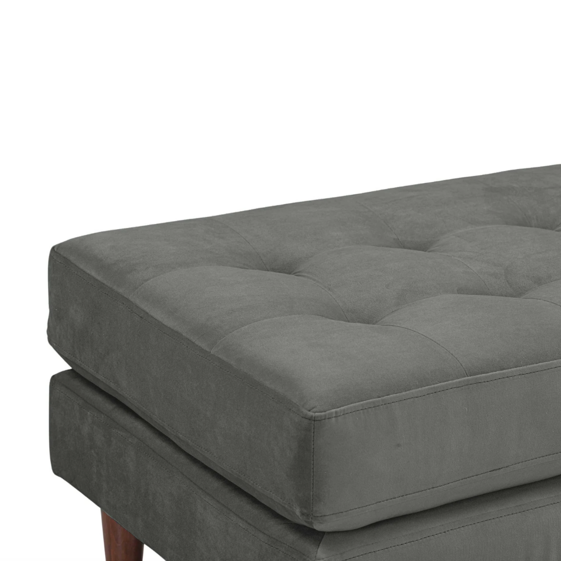 Slate Gray Velvet Corner Detail of Oslo Ottoman