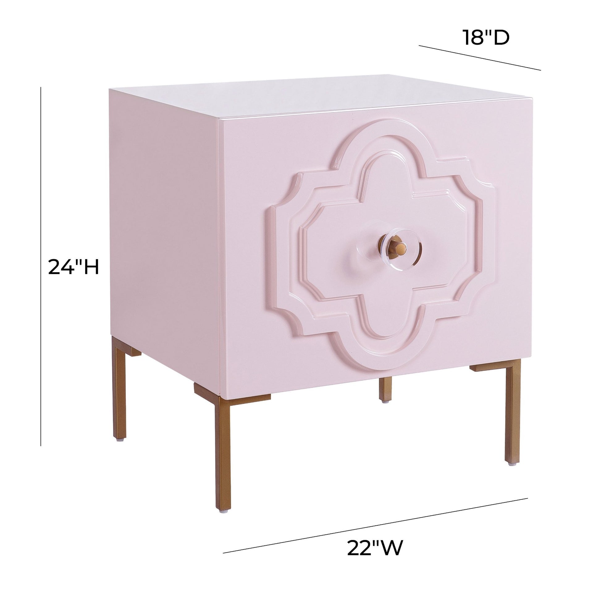 Dimension Detail of Pink Lacquer Luxe Side Table