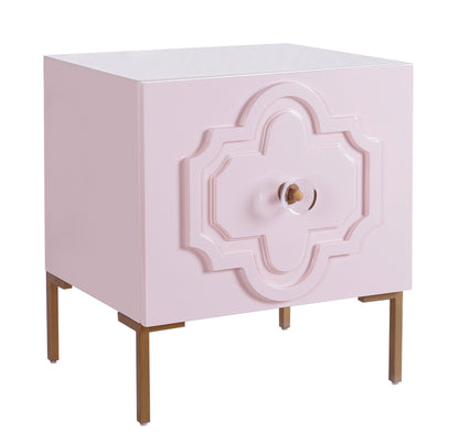 Full View of Pink Lacquer Luxe Side Table