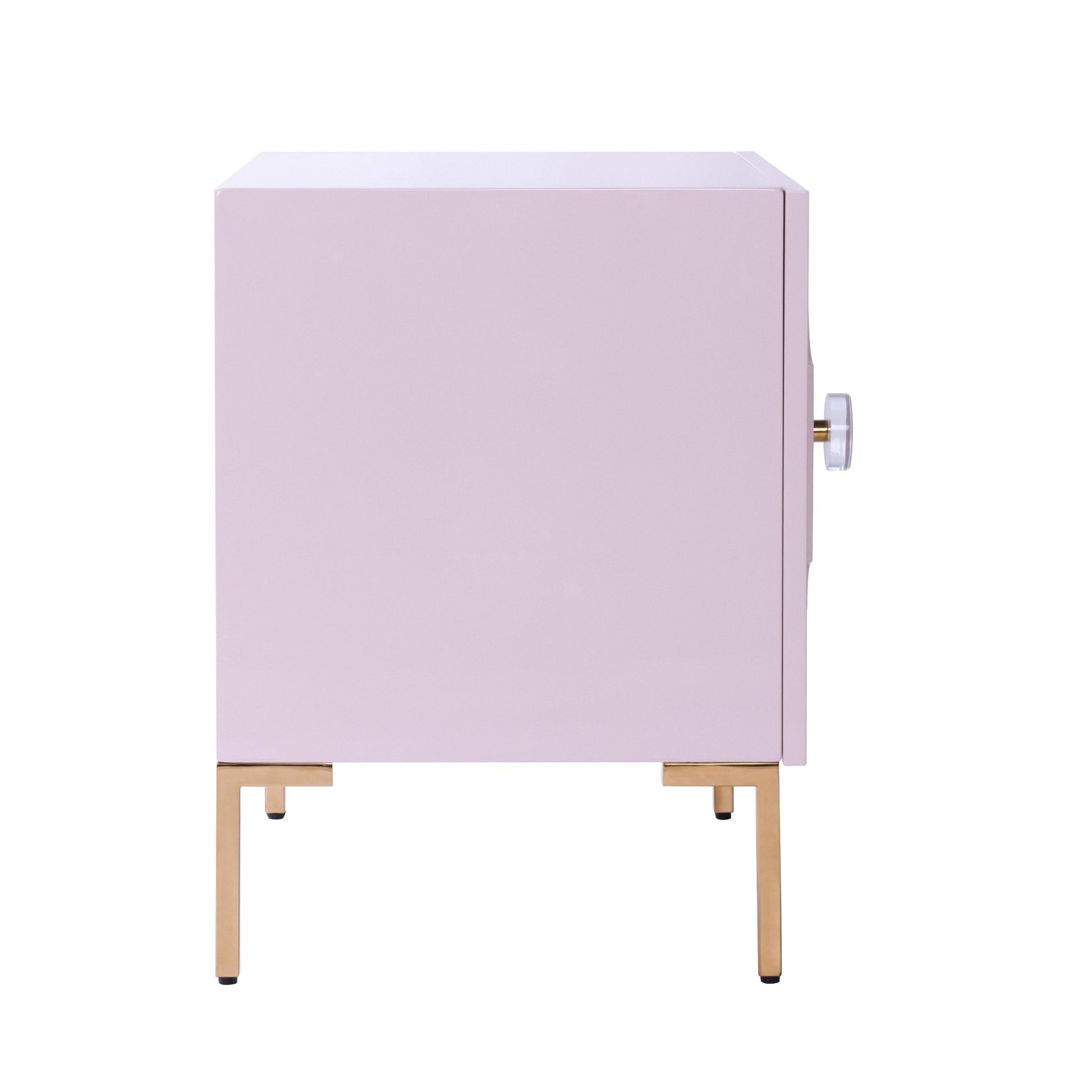 Side View of Pink Lacquer Luxe Side Table