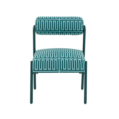 Green Patterned Linen Front View of Retro Metro Chair