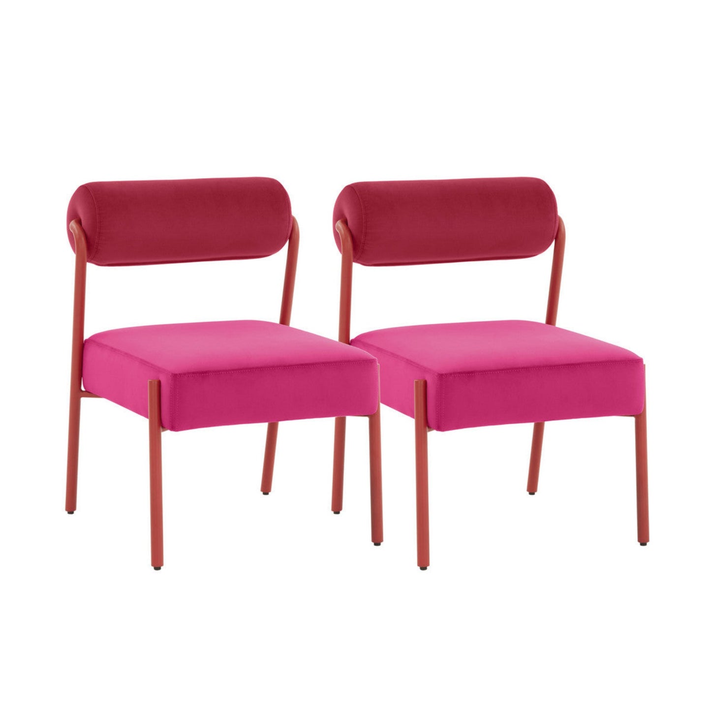 Hot Pink Velvet Pair Full View of Retro Metro Chair 