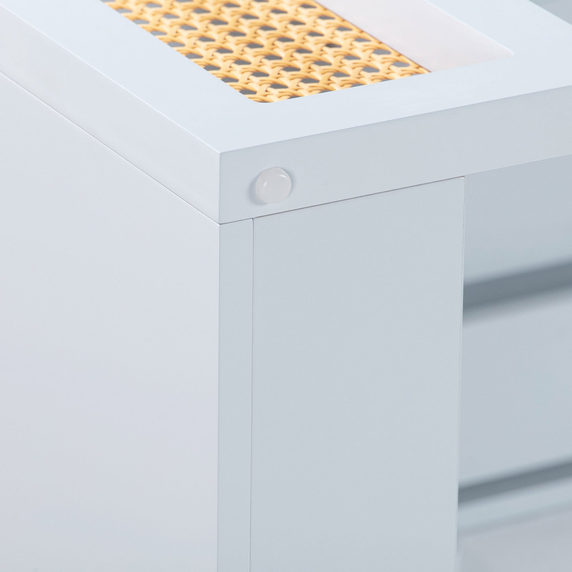 Pastel Blue Corner Detail of Riviera Cane Desk