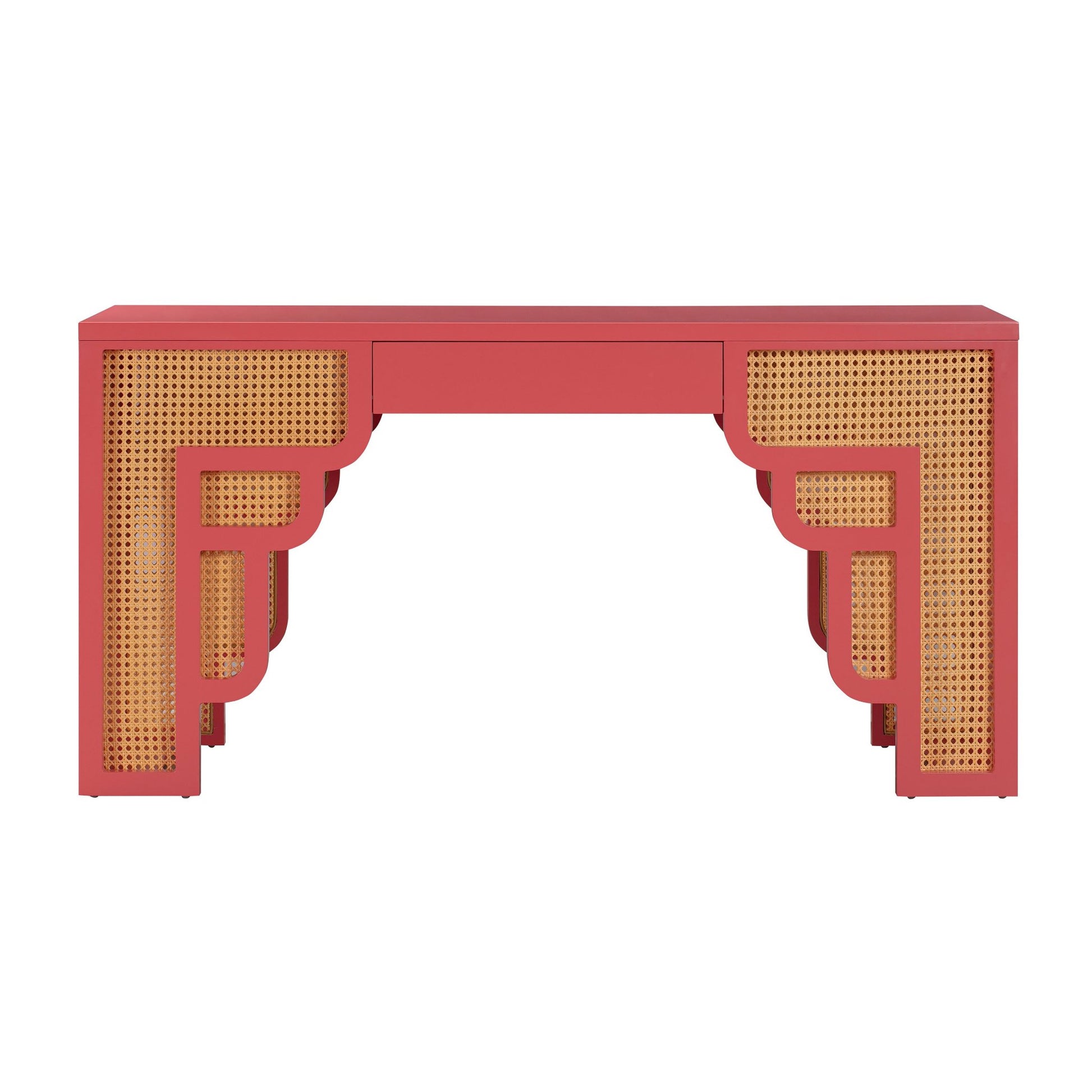 Barbie Coral Front View of Riviera Cane Desk