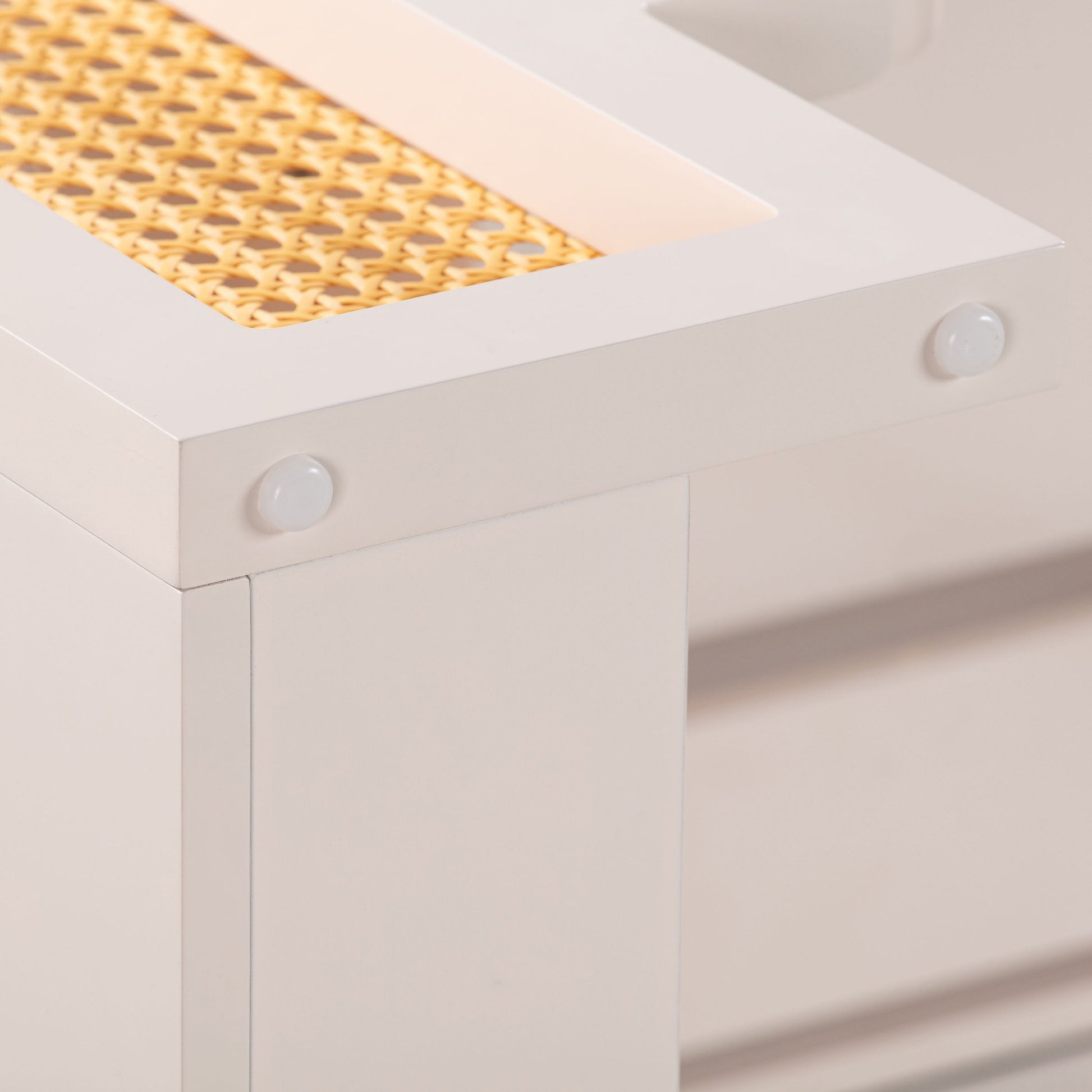 Whipped Cream Corner Detail of Riviera Cane Desk