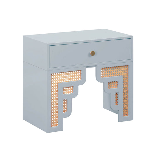 Pastel  Blue Full View of Riviera Rattan Nightstand