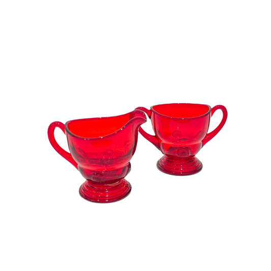 Ruby Moondrop Vintage Cream and Sugar Set Full view
