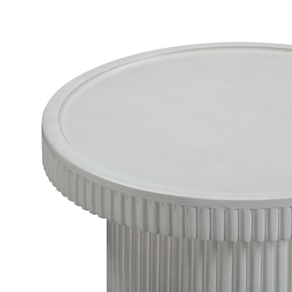 Closer Detail of Sidekick Concrete Side Table in White