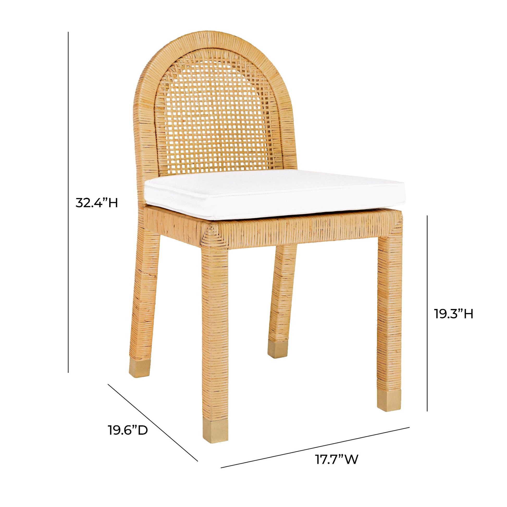 Dimensions of Solana Arched Back Rattan Dining Chair