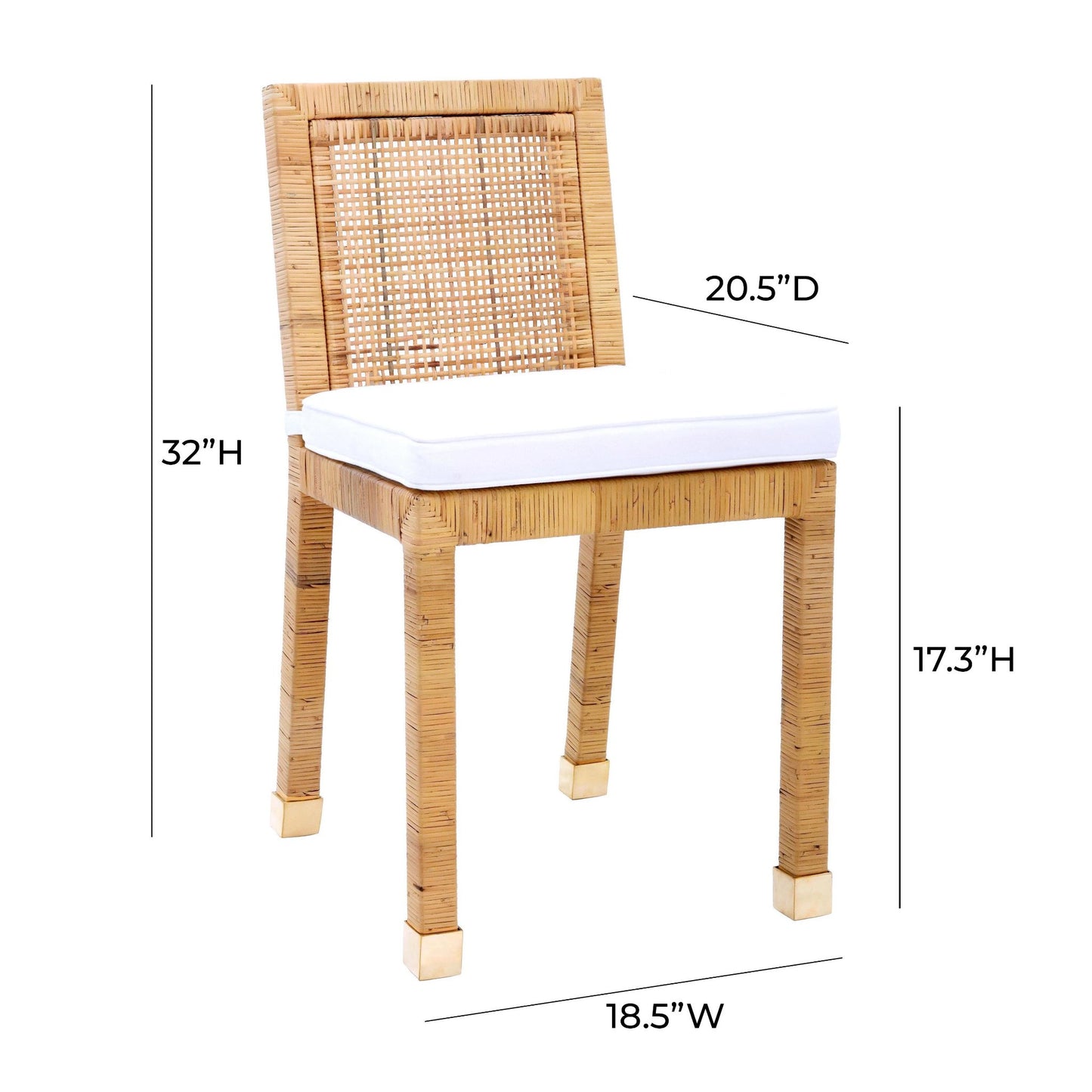 Dimensions of Solana Square Back Rattan Dining Chair