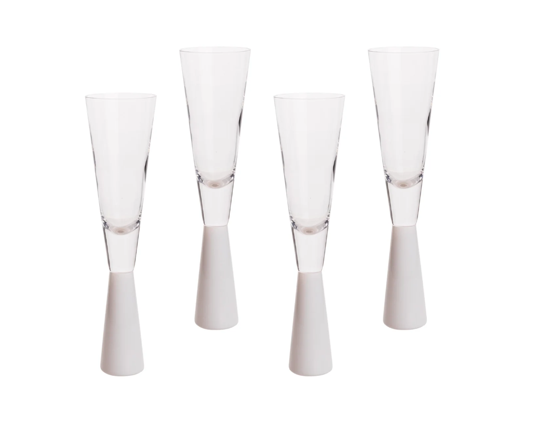 Starlet Champagne White Flute Set