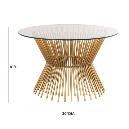 Sunburst Gold and Glass Coffee Table Dimensions