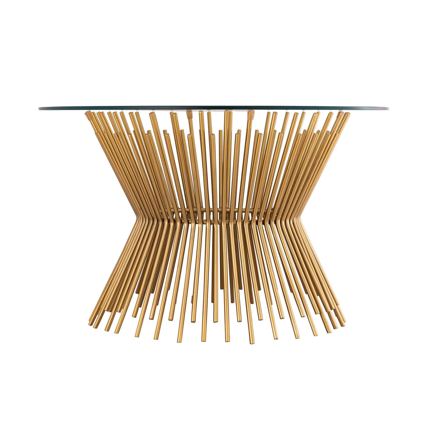 Sunburst Gold and Glass Coffee Table Side View