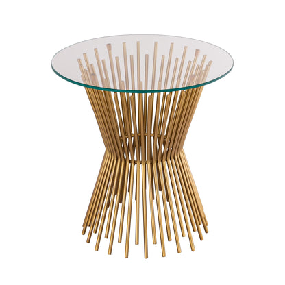 Sunburst Gold and Glass Side Table Angled Side Details