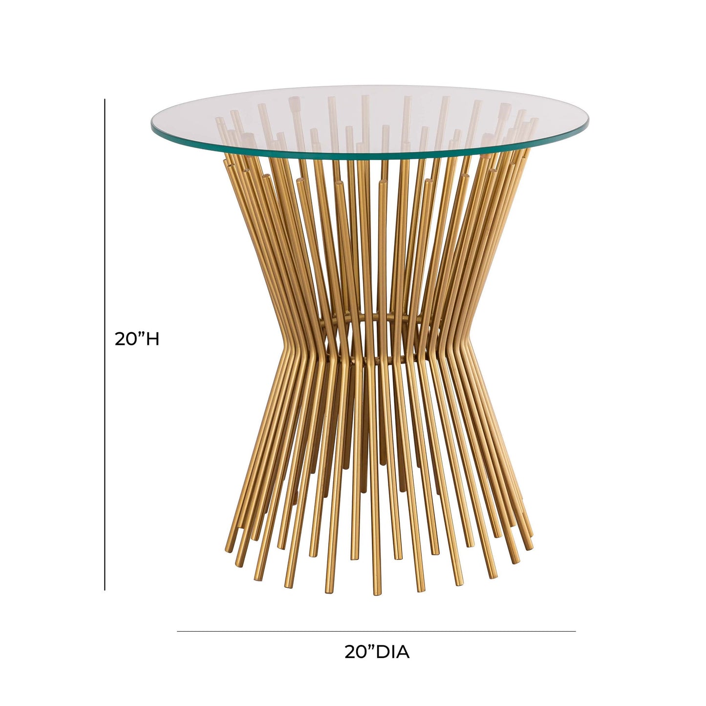 Sunburst Gold and Glass Side Table Dimensions