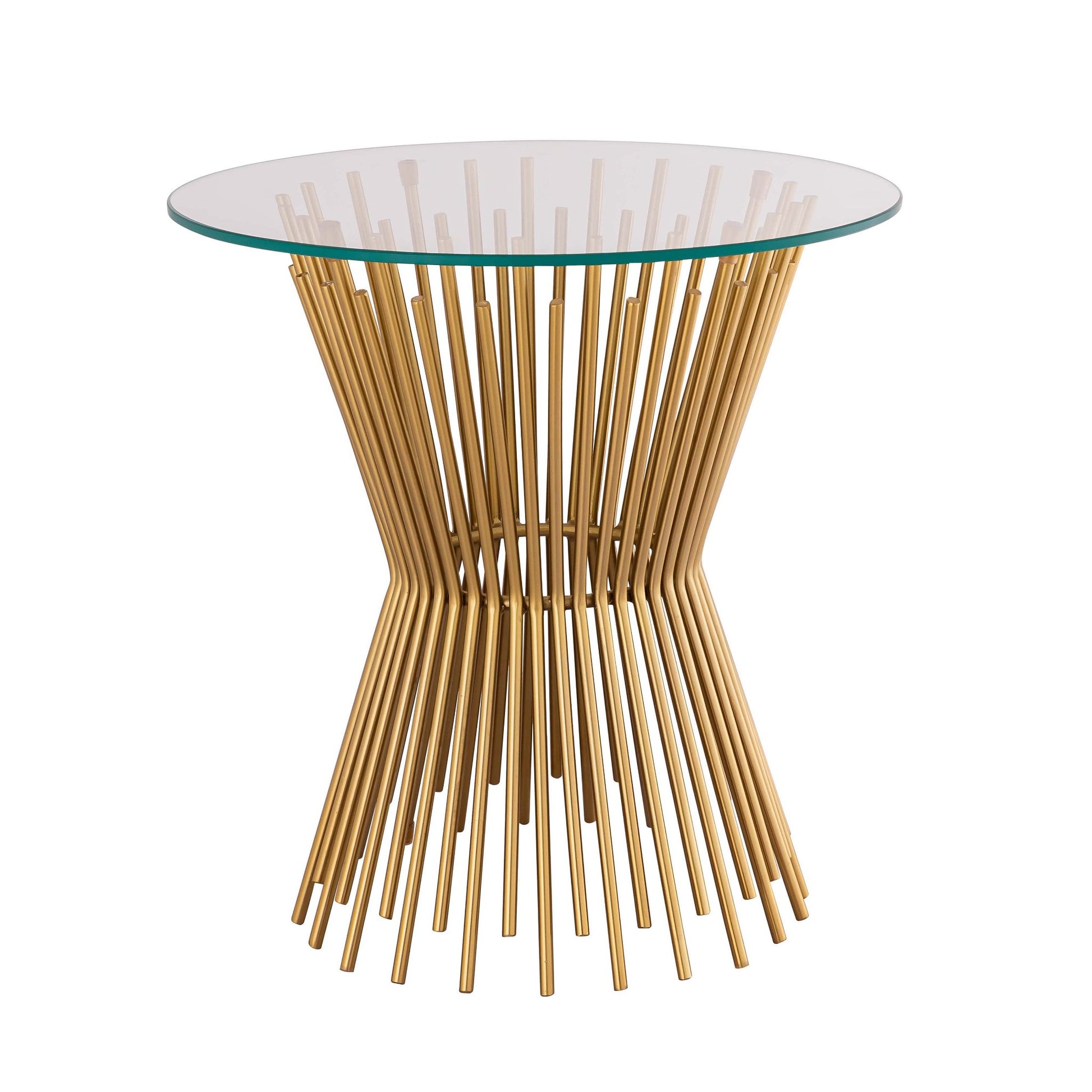 Sunburst Gold and Glass Side Table Full View