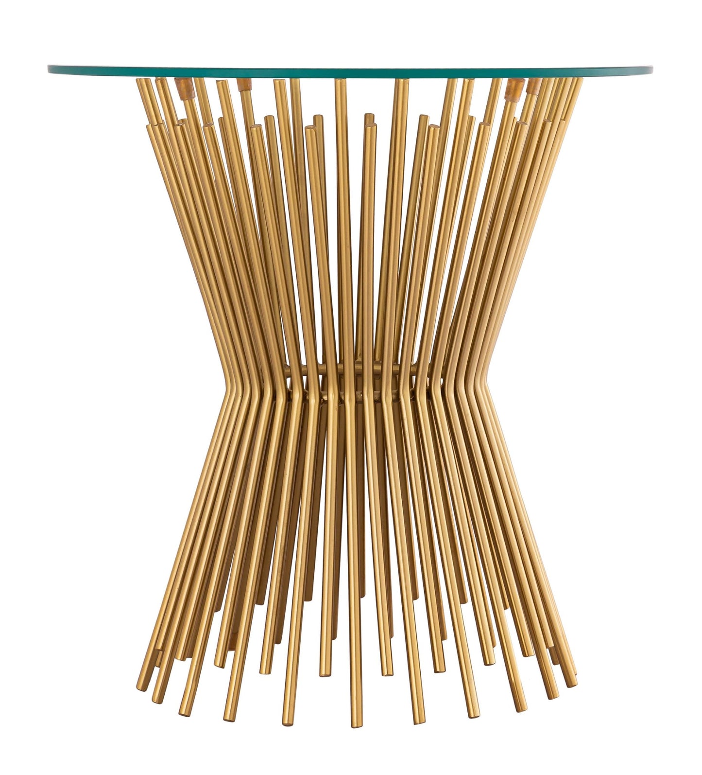 Sunburst Gold and Glass Side Table Side View