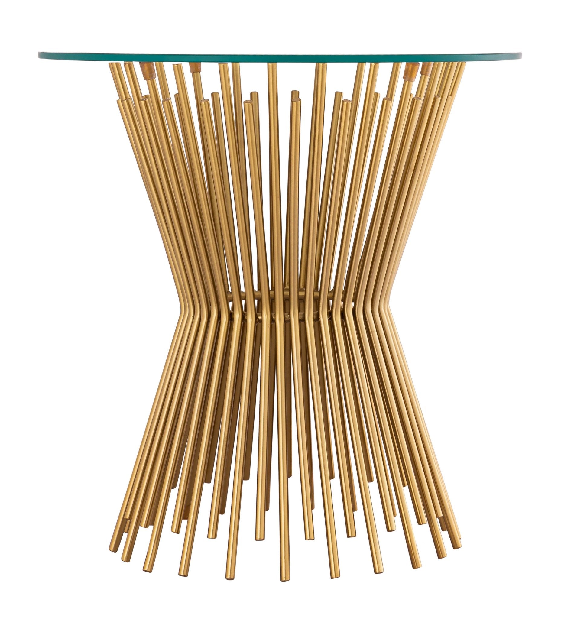 Sunburst Gold and Glass Side Table Side View
