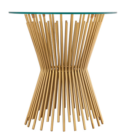 Sunburst Gold and Glass Side Table Side View