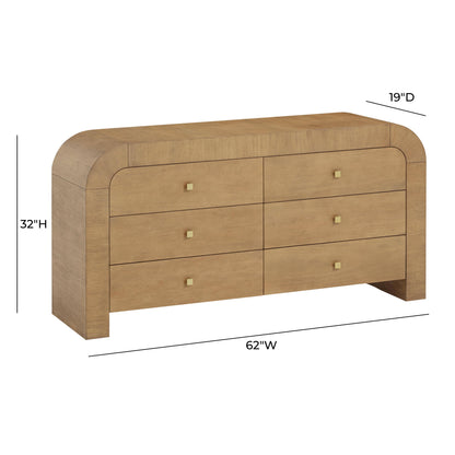 Hump 6 Drawer Natural Dresser