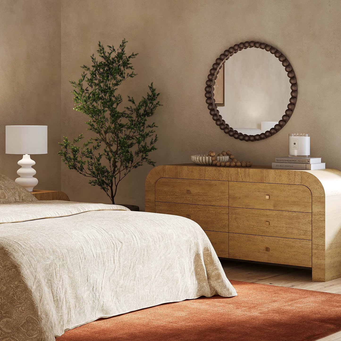 Hump 6 Drawer Natural Dresser