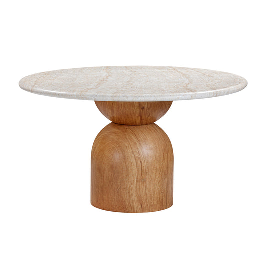 Cynthia Travertine Concrete Indoor/Outdoor 54" Round Dining Table