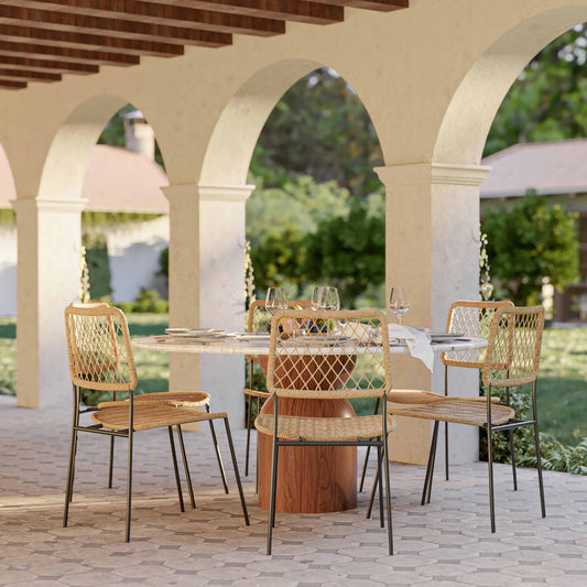 Cynthia Travertine Concrete Indoor/Outdoor 54" Round Dining Table