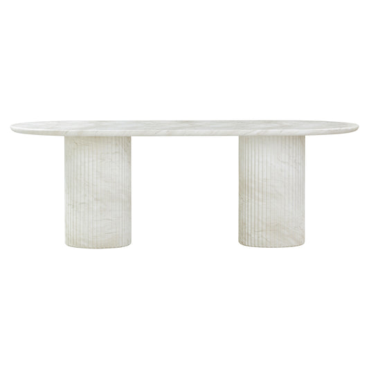 Brut White Marble Pattern Concrete Indoor/Outdoor Dining Table