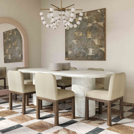 Brut White Marble Pattern Concrete Indoor/Outdoor Dining Table