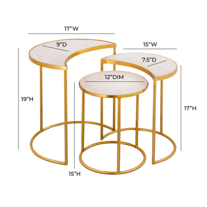 Gilded Crescent Nesting Table Set