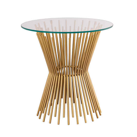 Sunburst Gold and Glass Side Table