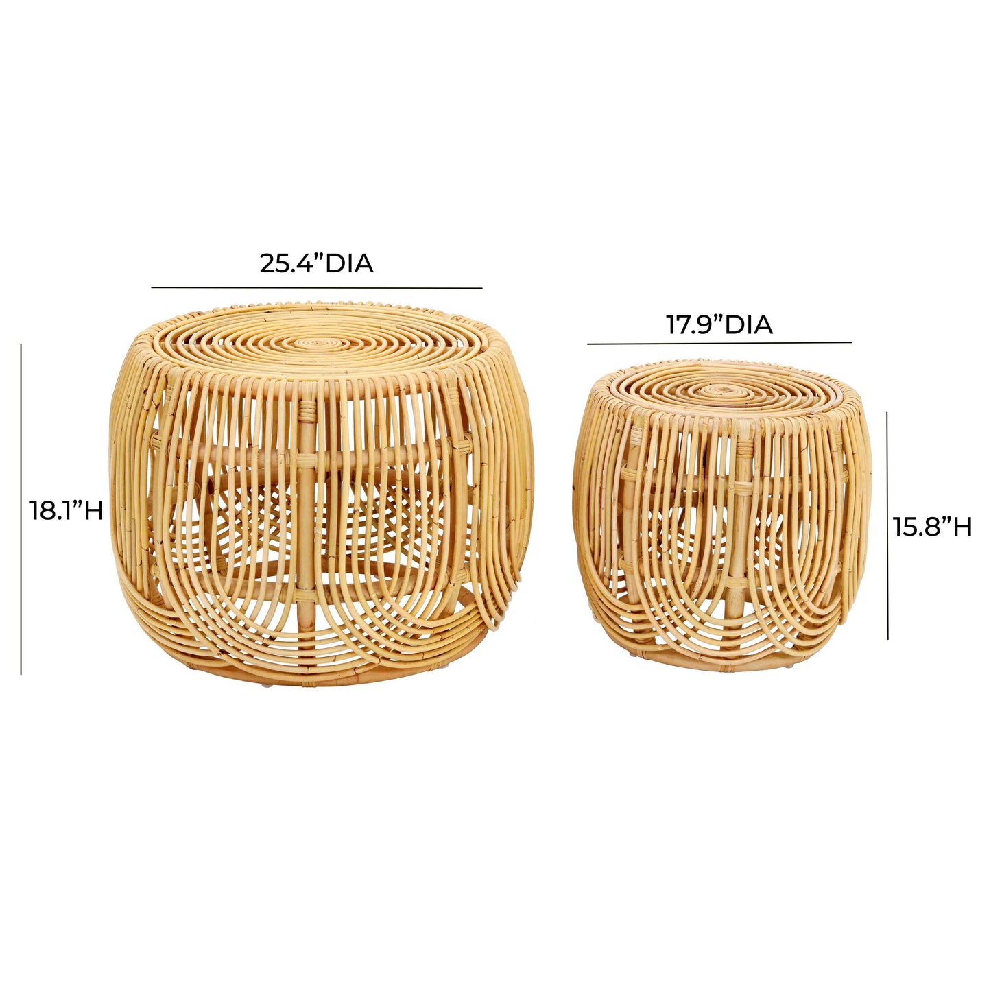 Hide and Seek Rattan Nesting Coffee & Side Table