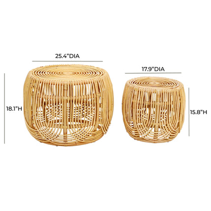 Hide and Seek Rattan Nesting Coffee & Side Table