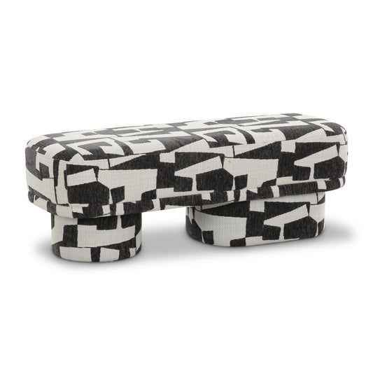 Lena Black & White Jacquard Bench