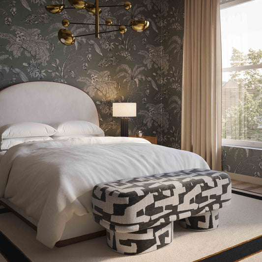 Lena Black & White Jacquard Bench