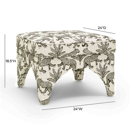 Raji Leopard Jacquard Ottoman