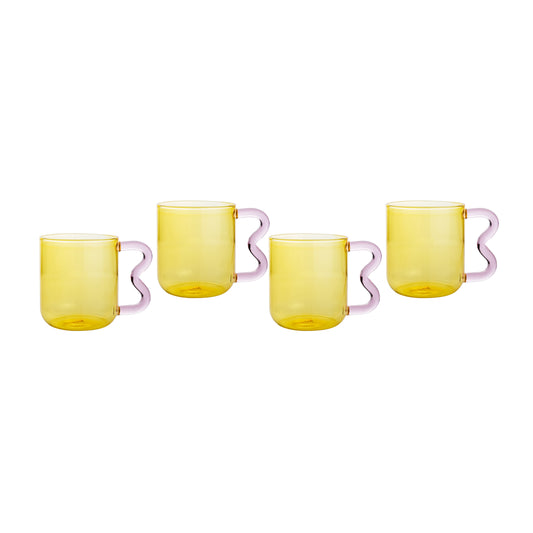 Lottie Amber & Pink Water Glass - Set of 4