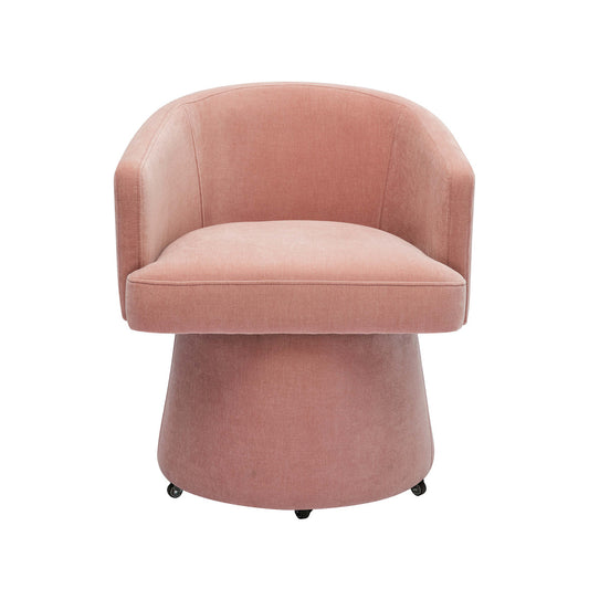 The Chloe Luxe Desk Chair Pink Chenille Front View
