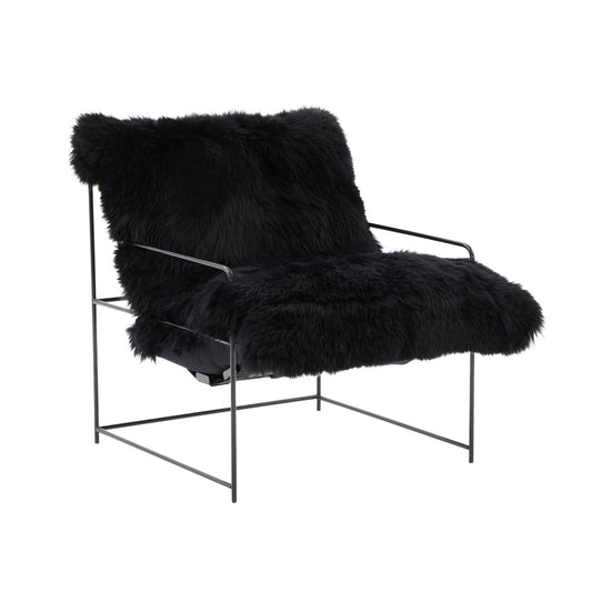 The Hygge Sheepskin Lounge Chair Full View in Black