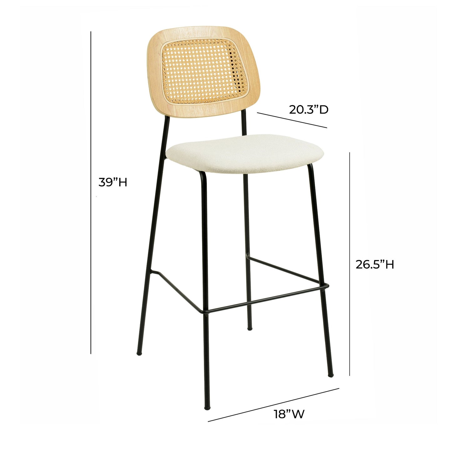 Verana Rattan Counter Stool Dimensions