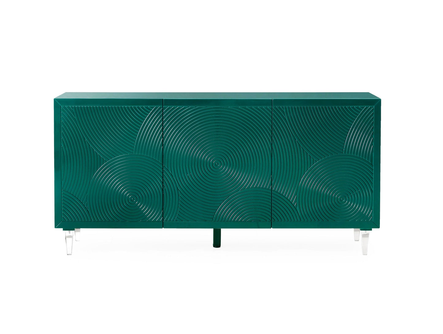 Verdant Echo Lacquer Credenza in green Front View