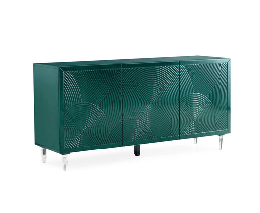 Verdant Echo Lacquer Credenza in green Full View