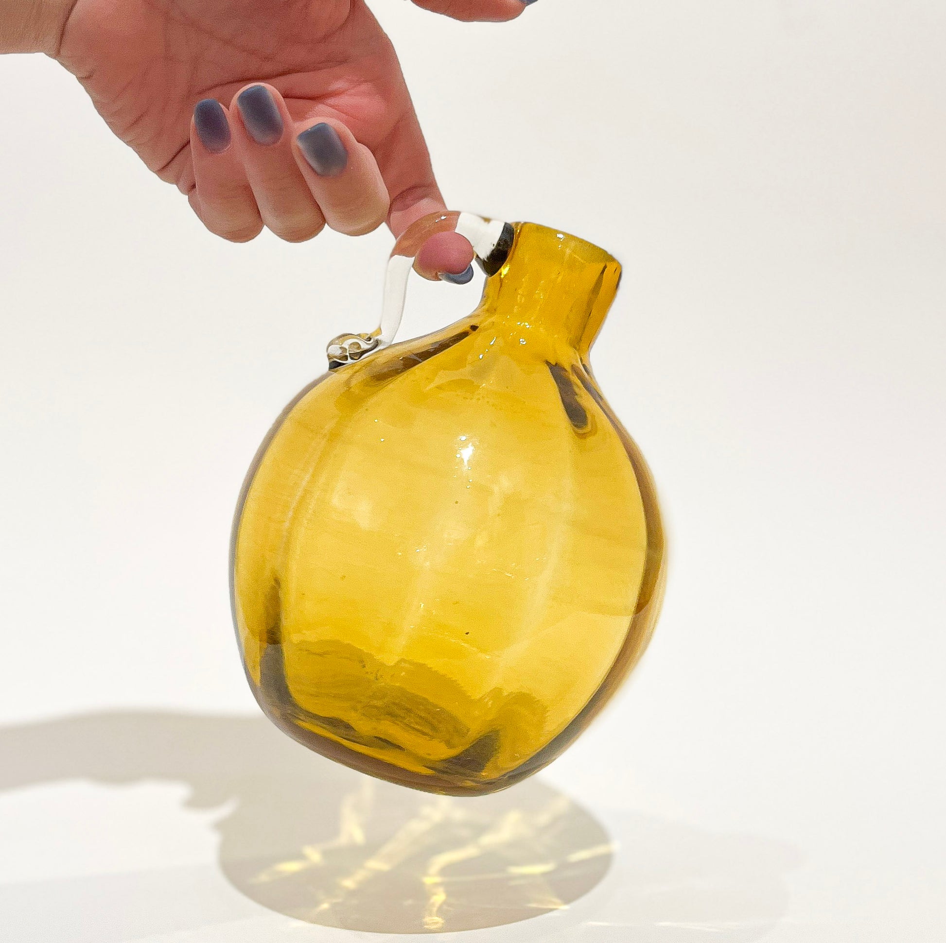 Vintage Blenko Amber Gold Moonshine Jug actual size
