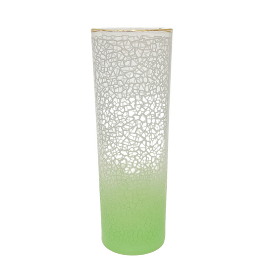 Vintage Green Ombre Crackle Collins Glasses Full View