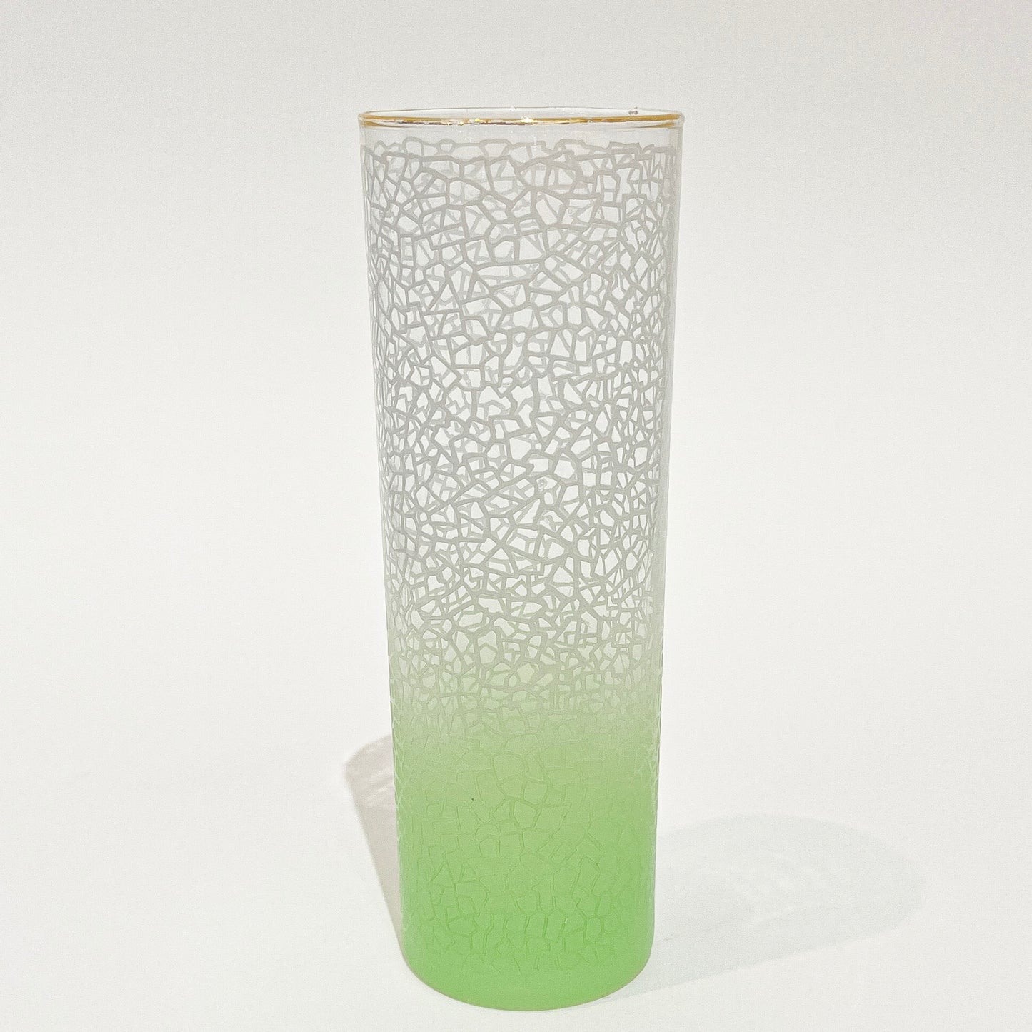 Vintage Green Ombre Crackle Collins Glasses Full View on white background